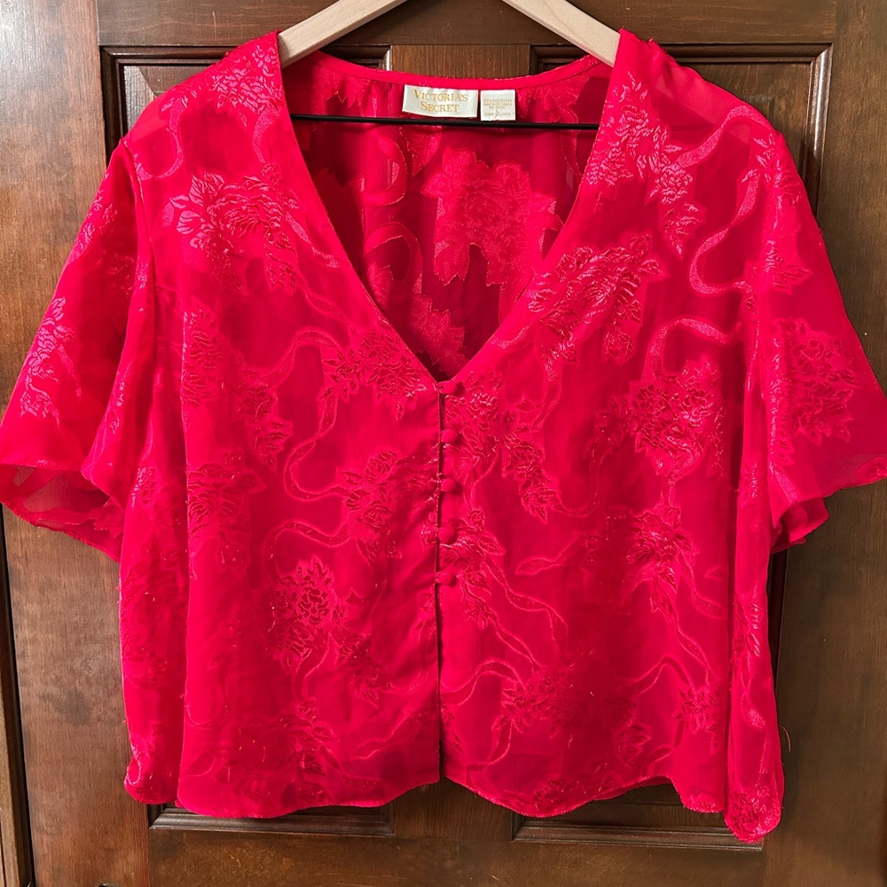 VICTORIAS SECRET VTG 90s Gold label Sheer bed jacket. Size L